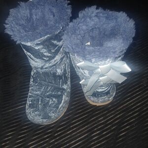 UGG Kids' Navy Furry Boots with Bow